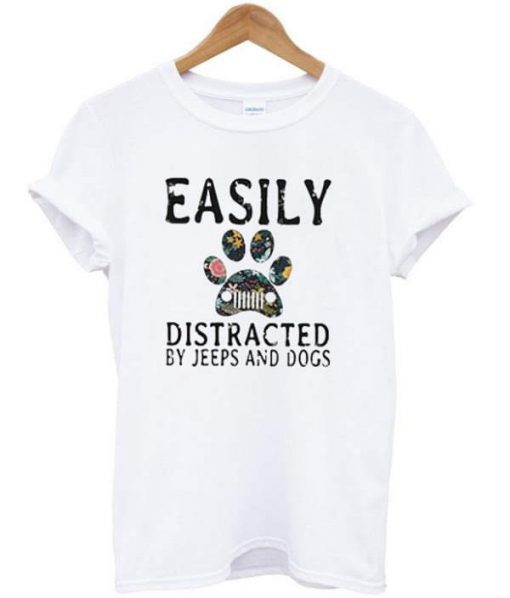 Easily Distracted By Jeeps And Dogs T-shirt-1