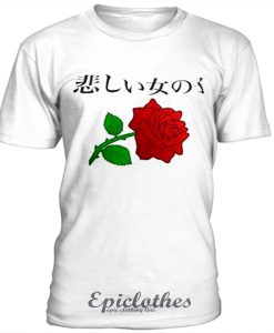 Rose japanese letter t-shirt