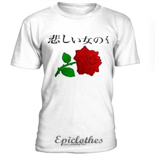 Rose japanese letter t-shirt