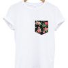 Roses pocket print white t-shirt