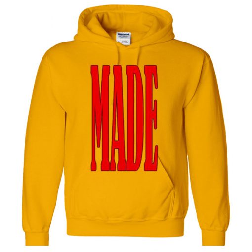 MADE font hoodie yellow