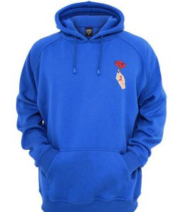 rose hand pocket logo hoodie