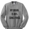 My Brain Is 80% Song Lyric Sweater