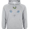 Cat Face And Moon Hoodie