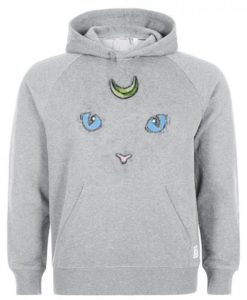 Cat Face And Moon Hoodie