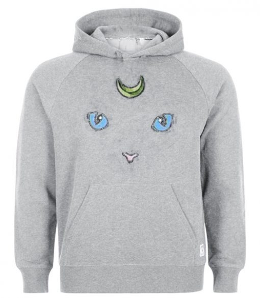 Cat Face And Moon Hoodie