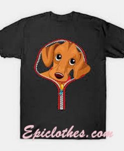 Dachshund out of a zipper shirt