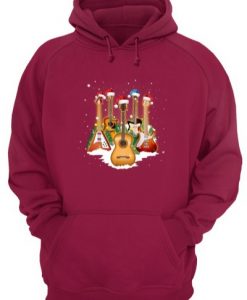 Guitar Wearing Santa Hat Christmas hoodie