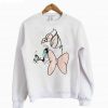 White Round Neck Lace Bow Sweatshirt