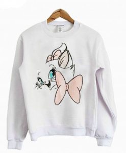 White Round Neck Lace Bow Sweatshirt