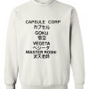 capsule corp goku vegeta master roshi sweatshirt