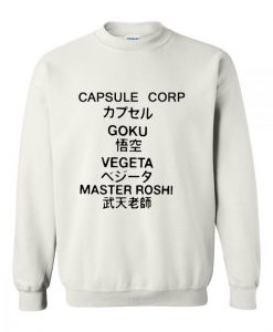 capsule corp goku vegeta master roshi sweatshirt