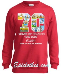 70 Years Of Peanuts 1950 2020 Schulz Sweatshirt