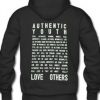 Authentic Youth Quote Hoodie Back