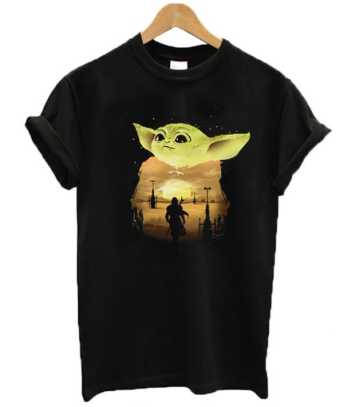 Baby Yoda Sunset T shirt