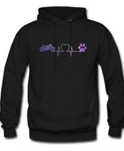 Heartbeat Motorcycle and Dog paw Hoodie