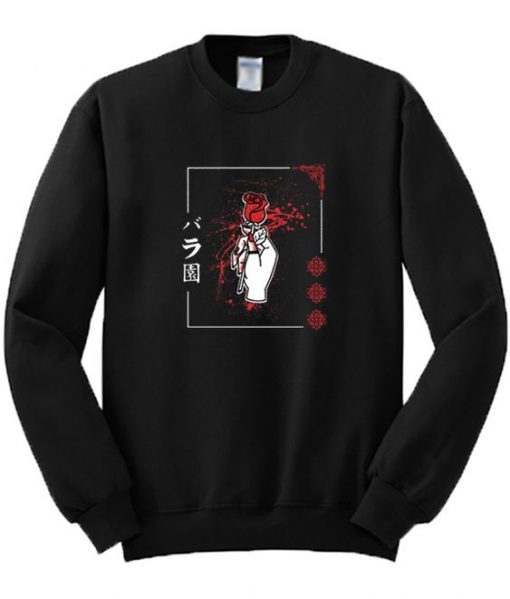 Japanese Gothic Red Rose Sweatshirt