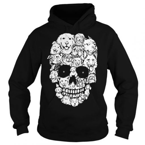 Skull Dogs Collage Printed Hoodie