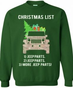 Christmas List Jeep Parts Jeep Parts Sweatshirt