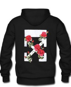 Off White Rose Flower Hoodie Back