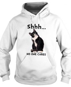 Black Cat Shhh No One Cares Hoodie