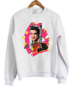 Elvis Presley Guitar Sweatshirt White