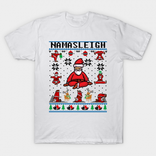 Namasleigh Funny Santa Yoga Christmas T Shirt