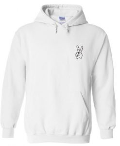 Peace Hand Sign Pocket Print Hoodie