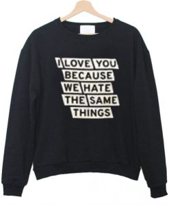 I Love You Because We Hate The same things sweatshirt
