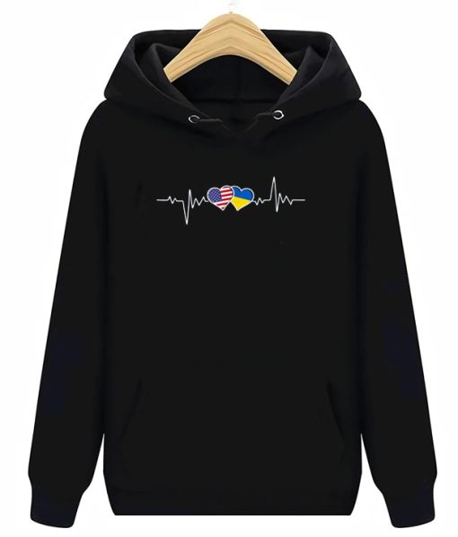 Ukrainian USA Heartbeat Support Ukraine Hoodie