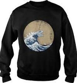 The great wave off Kanagawa Godzilla Sweatshirt