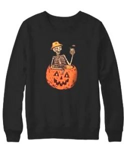 Pumpkin Skeleton Graphic Sweatshirt