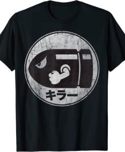 Super Mario Bullet Bill Distressed Kanji Logo T-Shirt