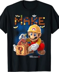 Super Mario Maker 2 Mario Block Building Make T-Shirt