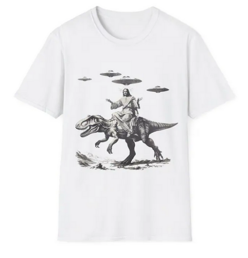 Jesus Riding Dinosaur T Shirt