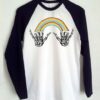 Louis Tomlinson rainbow skeleton hand Raglan t shirt