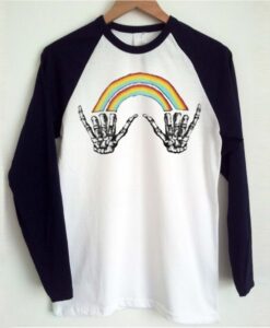 Louis Tomlinson rainbow skeleton hand Raglan t shirt